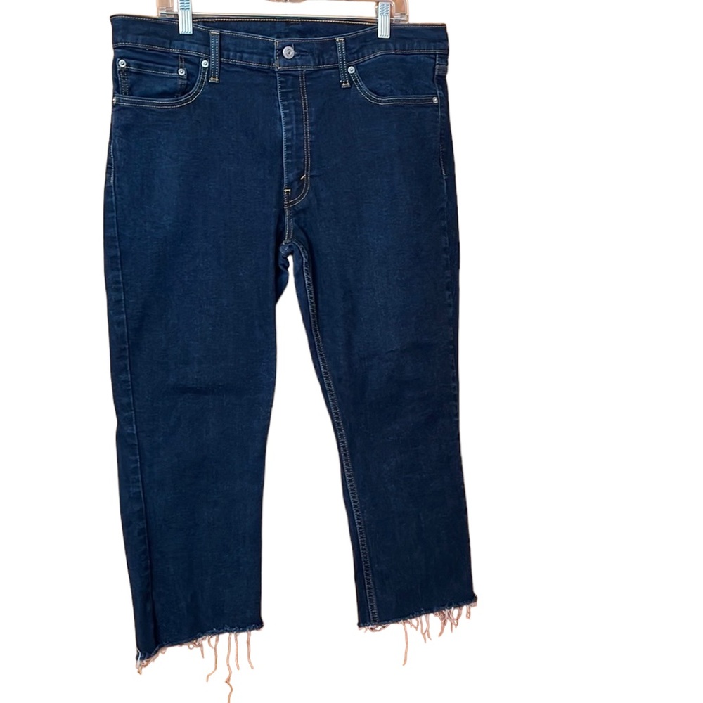 Levi 511 Blue Denim Women’s Intentionally Cropped Frayed Hem Blue Jeans Size W38